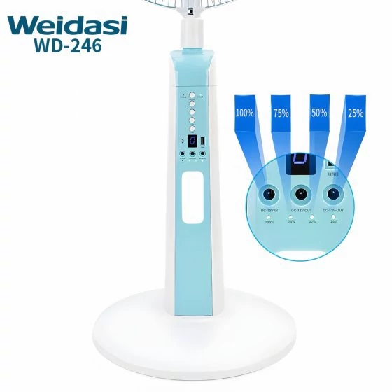 پنکه شارژی برقی ایستاده 16 اینچ پنج پره چند کاره ویداسی پاور بانک مدل WEIDASI WD-246 - Image 4