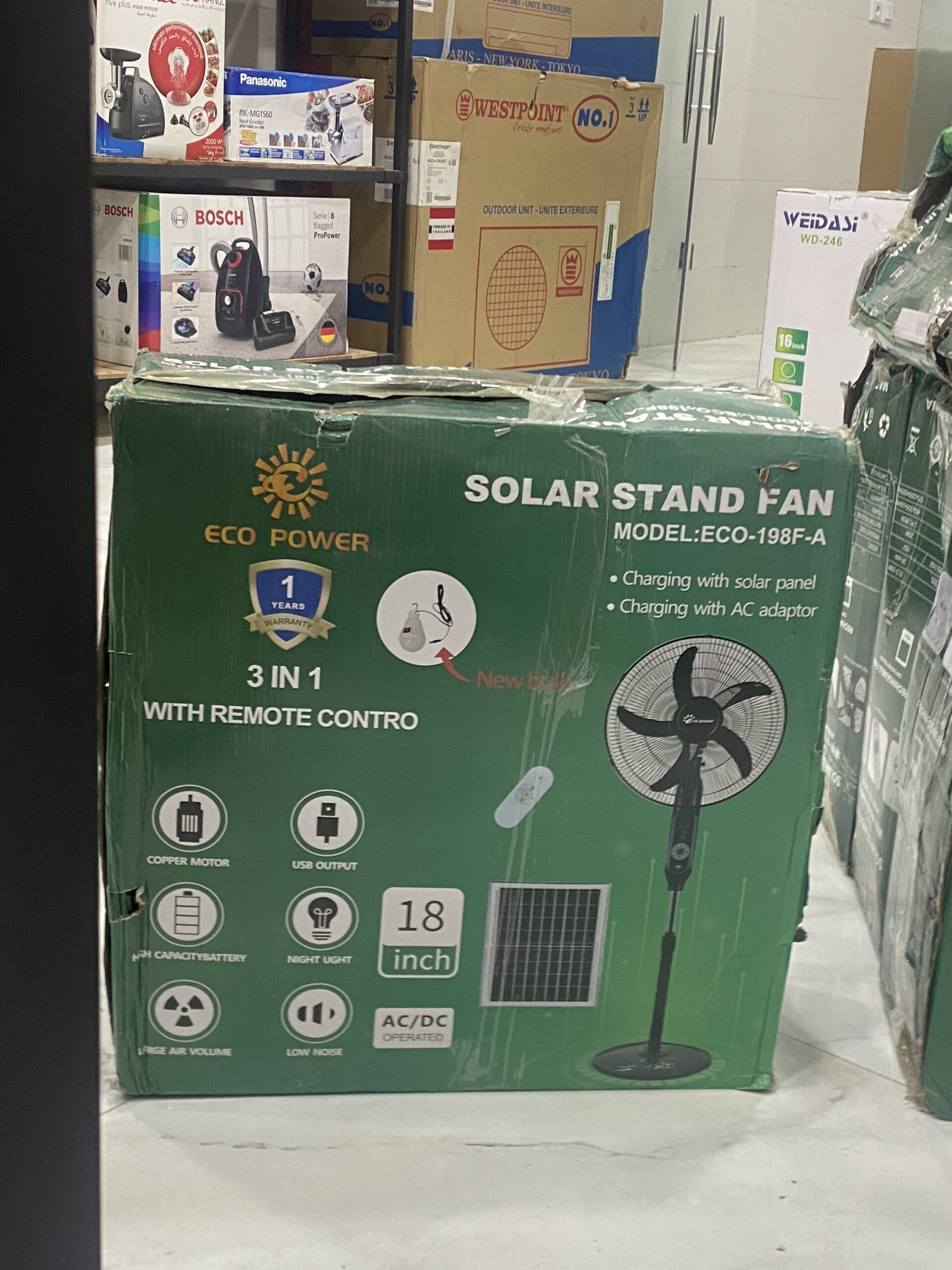 پنکه شارژی اکوپاور 18 اینچ مدل ECO-198F-A