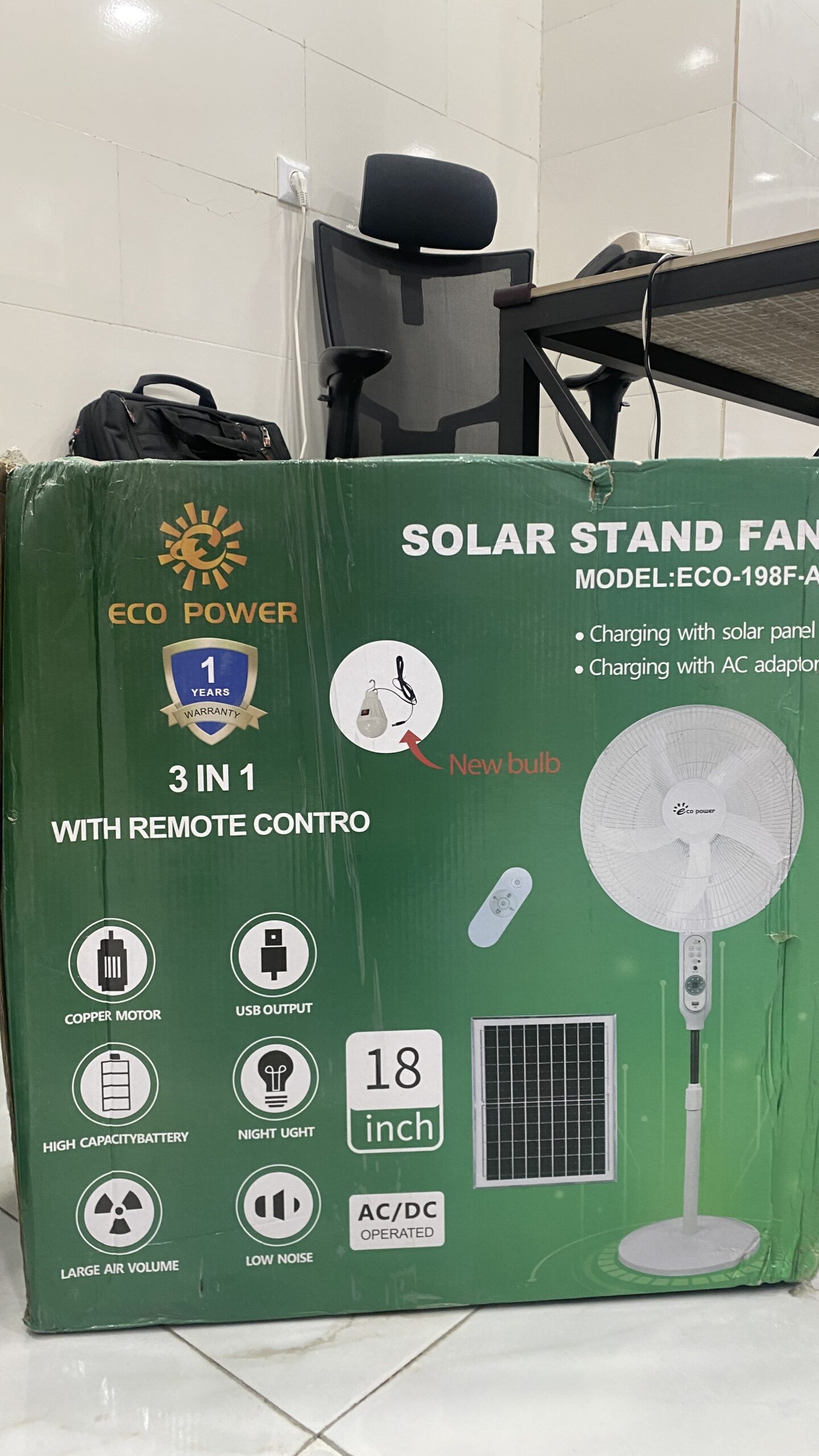 پنکه شارژی اکوپاور 18 اینچ مدل ECO-198F-A - Image 3