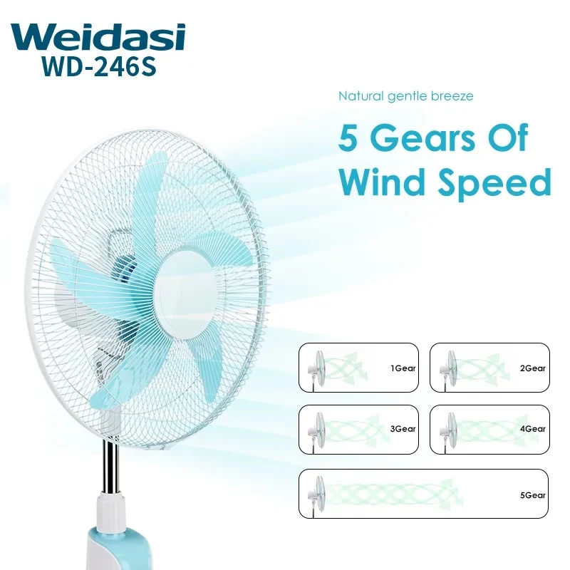 پنکه شارژی برقی ایستاده 16 اینچ پنج پره چند کاره ویداسی پاور بانک مدل WEIDASI WD-246 - Image 5